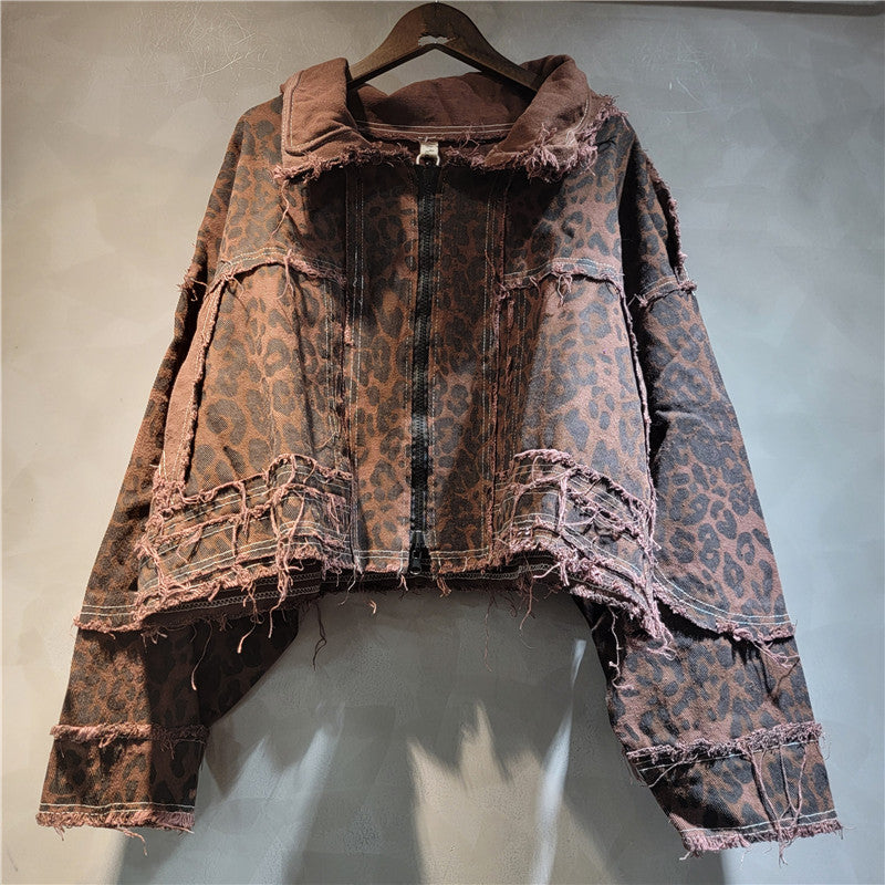 Women's Leopard Print Denim Jacket