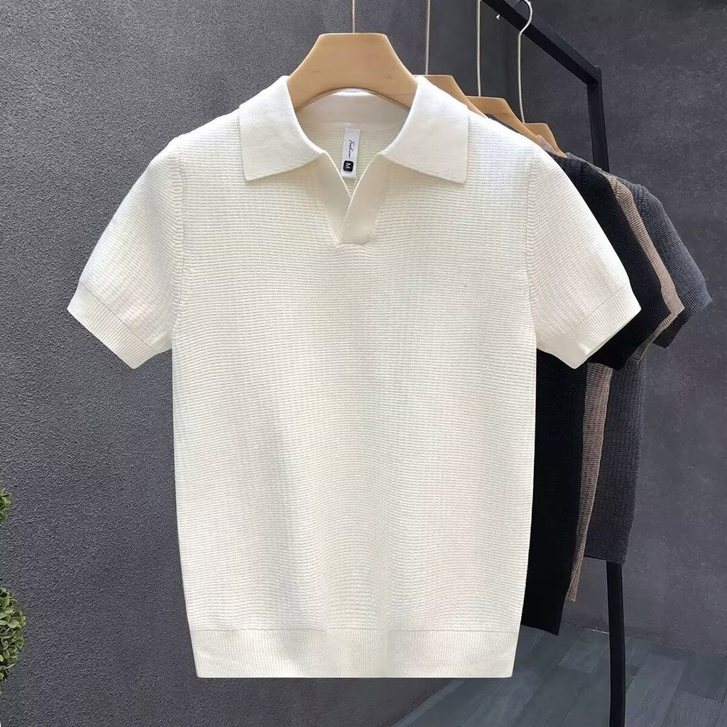 Chemise de base tricotée à manches courtes Slim-Fit élégant