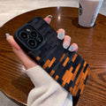 Étui de téléphone de dessin animé orange noir tout inclus en cuir souple