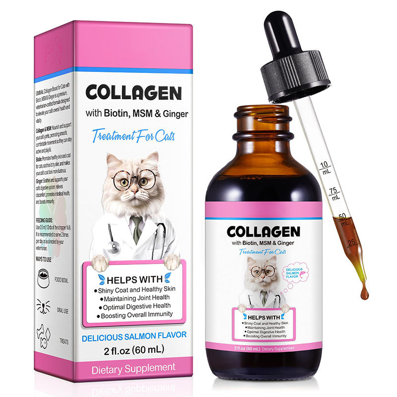 Les gouttes de collagène pour les chats pour stimuler l'immunité et soutenir la digestion
