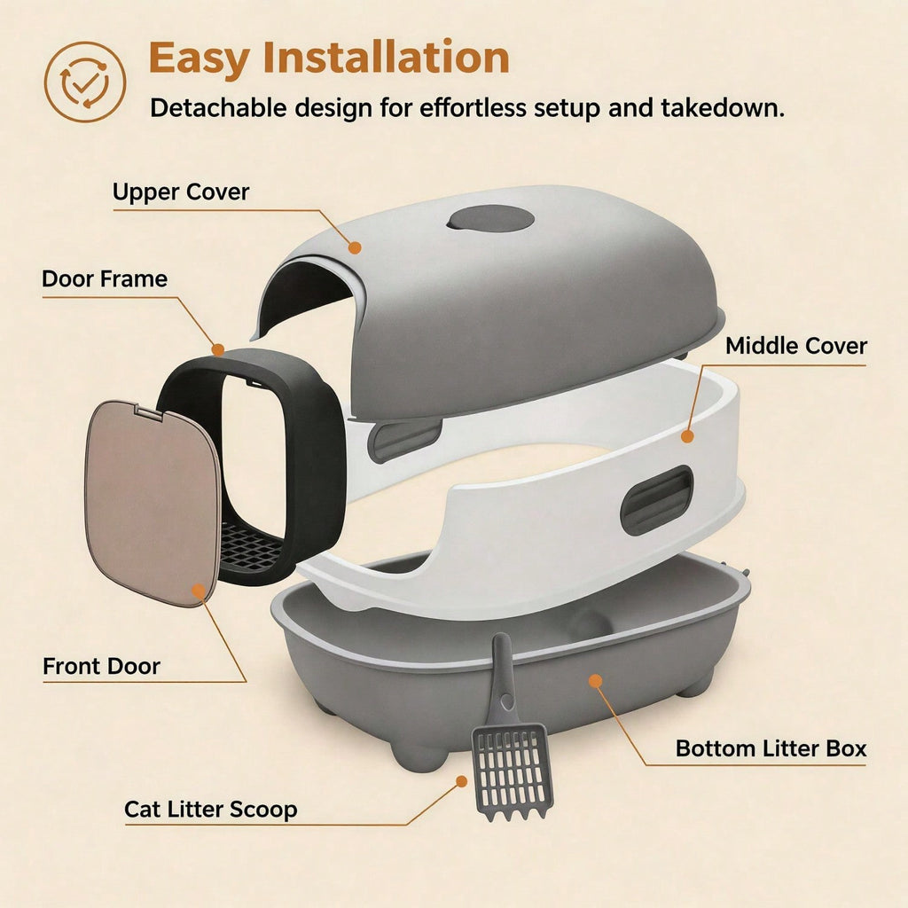 Fully Enclosed Litter Box with UV Sterilization Odor Control