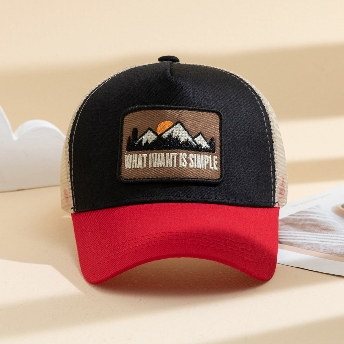 Patchwork homme Sunset Mountain Mesh Casquette de baseball