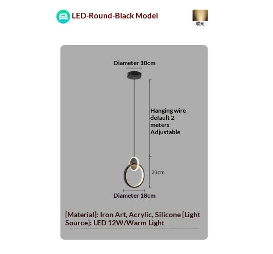 Chambre à coucher Pendentif Lampe Artistique Long Corde Suspension Lumière