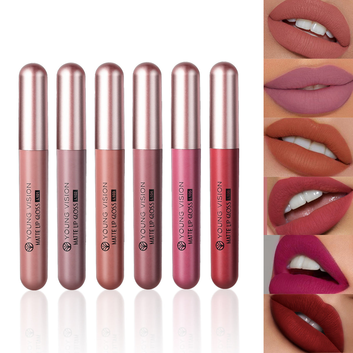 VISION JEUNESSE Lip Gloss Set 6-Piece Lipstick Makeup
