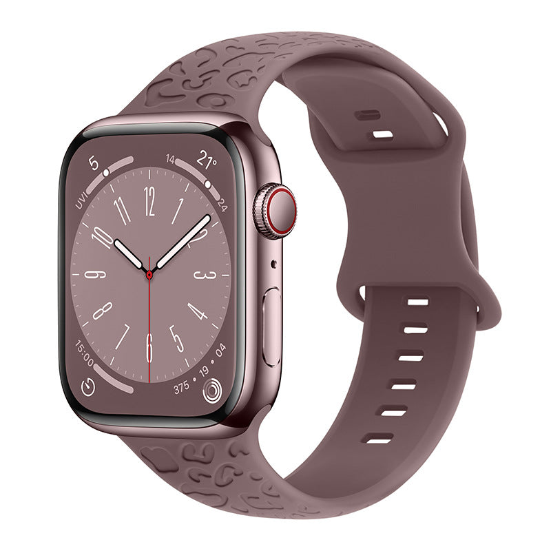 Applicable à Iwatch1-9 Generationultra3 Solid Color Leopard 8 mots Bracelet en silicone Buckle