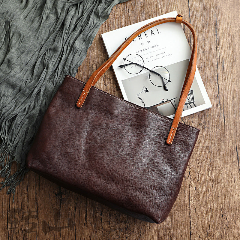 Retro Soft Full-grain en cuir Minimalist sac de pied