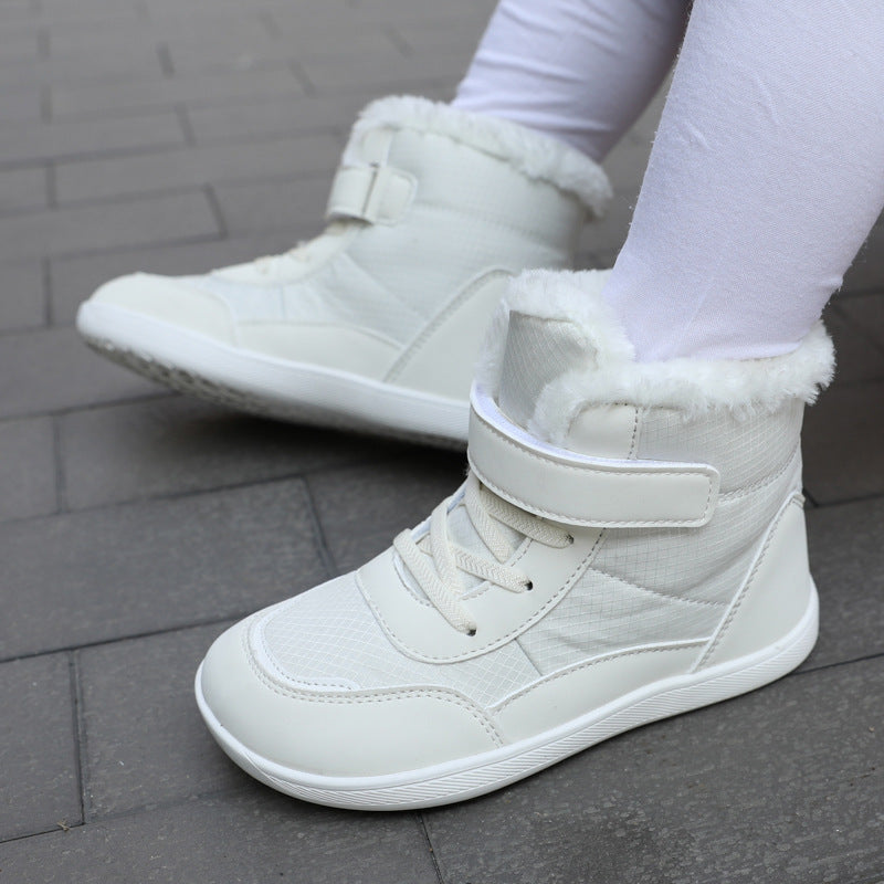 Haut-top pour les enfants avec velours épais large orteil coton rembourré Chaussures en plein air Garder la neige chaude