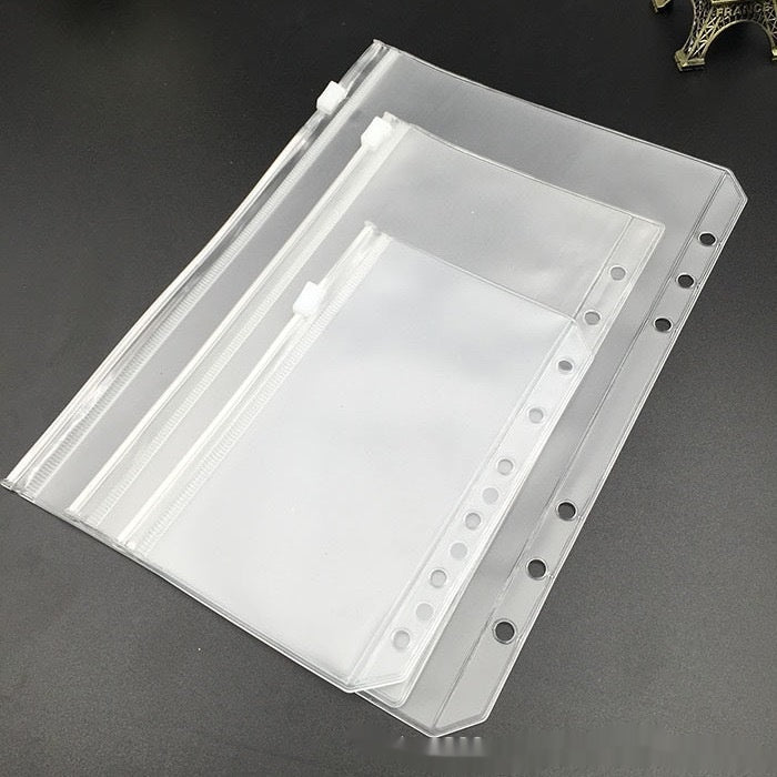 Sac transparent en PVC A5 A6 Sac à fermeture à glissière amovible Sac à fermeture à glissière amovible