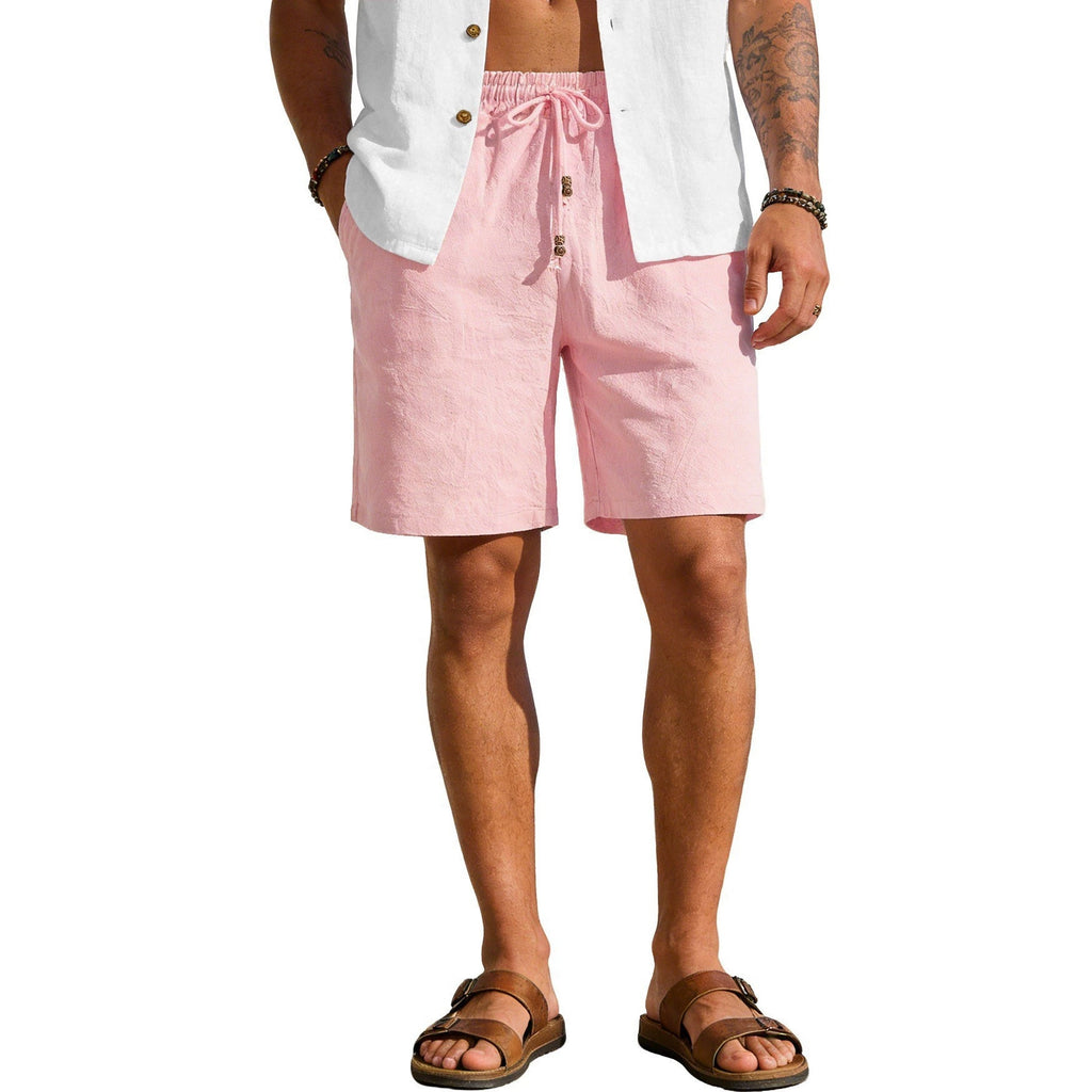 Style d'été homme couleur solide coton et lin Short