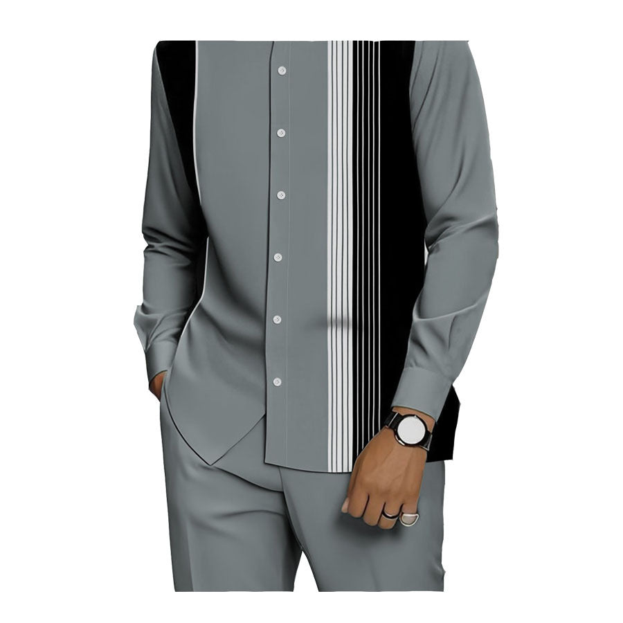 Chemise rayée imprimée homme avec ensemble de boutons noirs