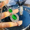 Tempérament Haute Glace Vert Chalcédoine Chaine Clavicule Industrie lourde Plein diamant Zircon In