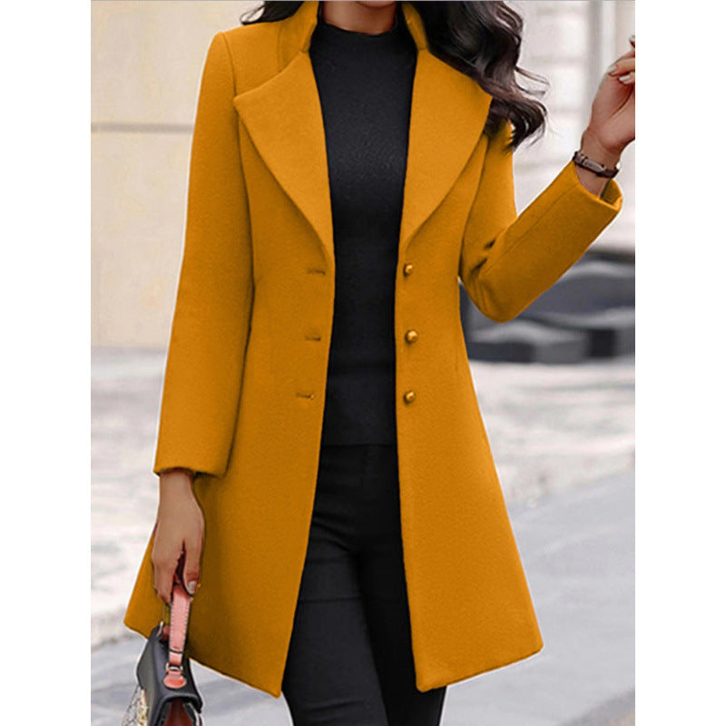 Manteau de laine d'hiver pour femmes - Pardessus chaud classique pour temps froid
