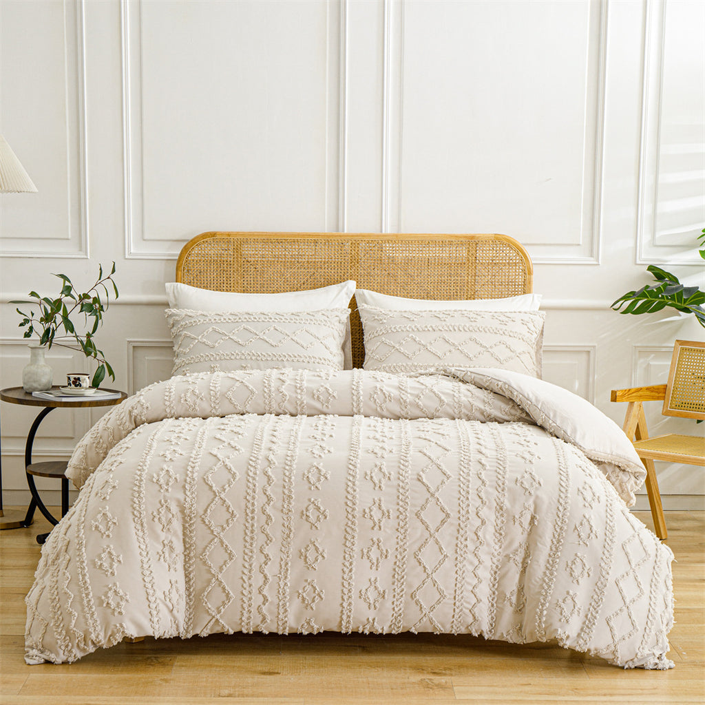 Fournitures européennes et américaines Cut Flower Tufted Plain Quilt Set