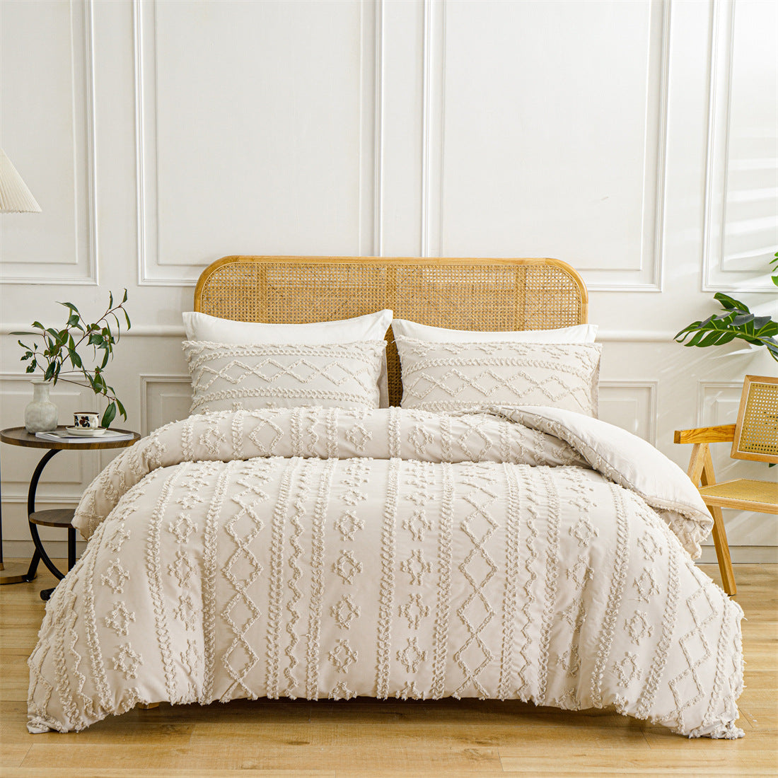 Fournitures européennes et américaines Cut Flower Tufted Plain Quilt Set