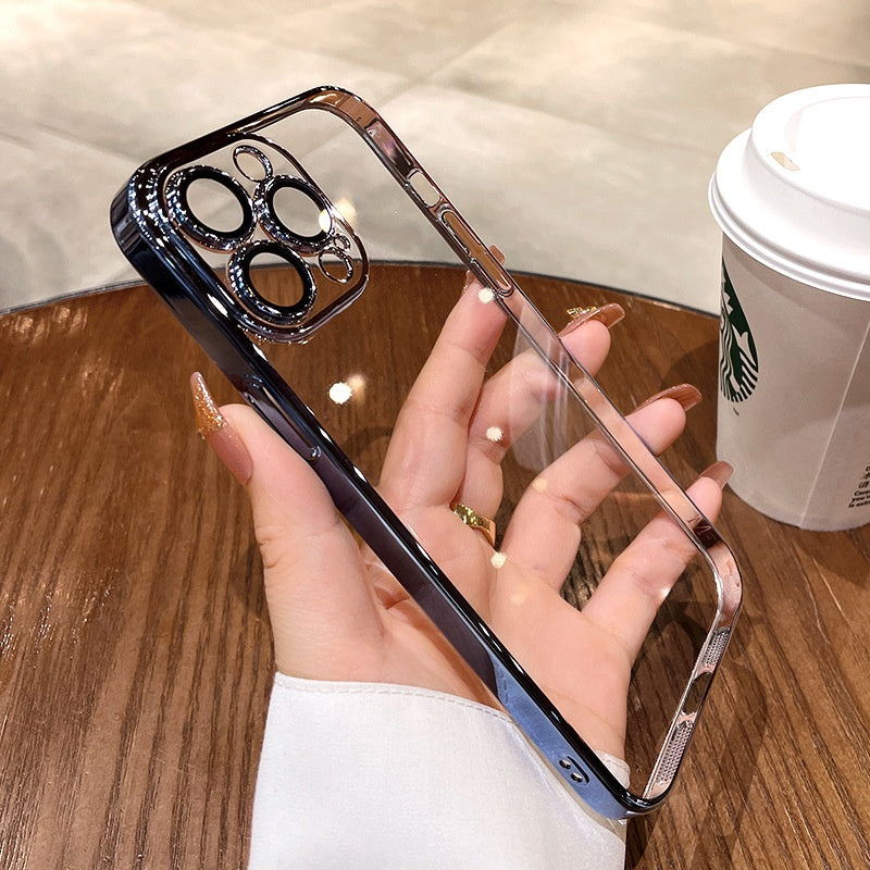 TPU transparent électroplastique tout compris livré avec boîtier de téléphone protège-objectif