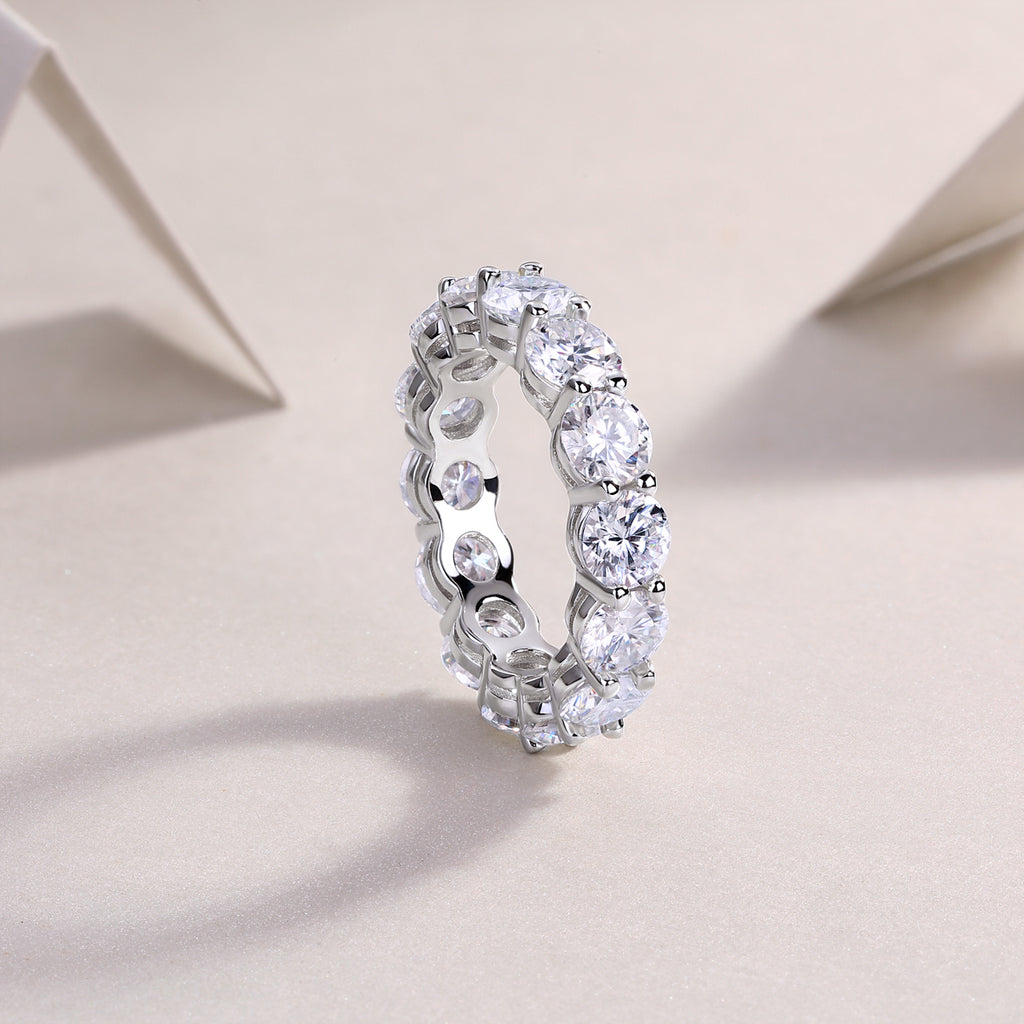 S925 Argent 3.5g Platine plaqué Moissanite Anneau d'éternité