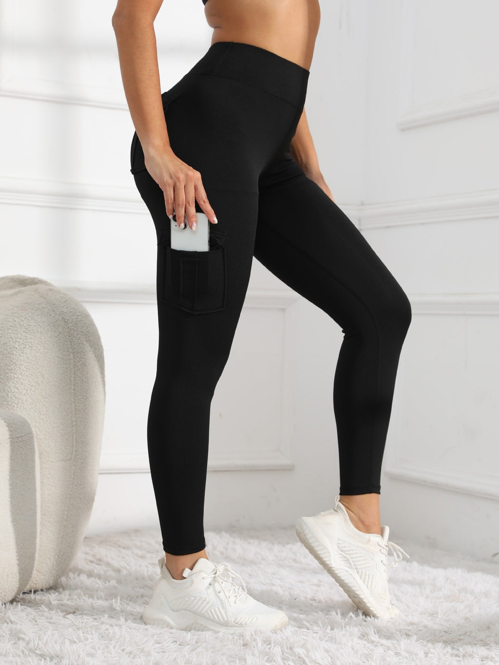 Pantalon de yoga Style populaire avec des poches Sports de plein air Pantalon haute-Waisted Waist-Cinching Mais