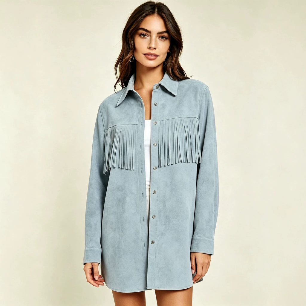 Femmes Suede Tassel Casual Shirt
