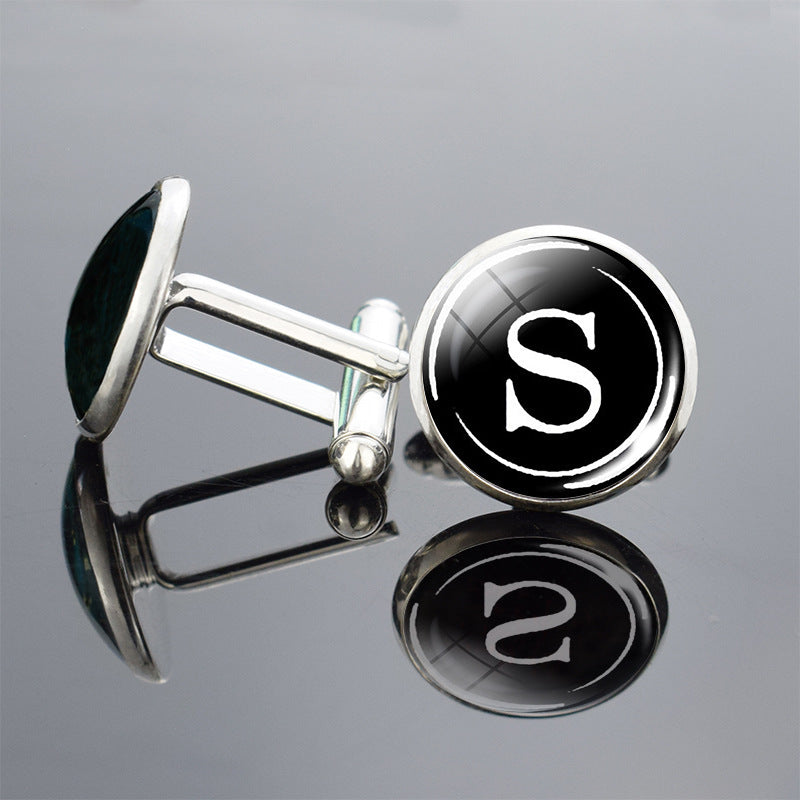 26 Lettre anglaise Cufflinks Metal Time Gem