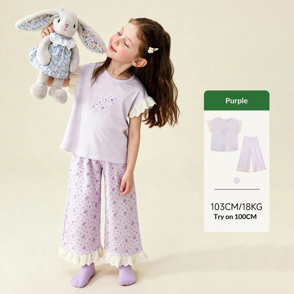 Princesse Style Floral Dentelle Patchwork Cozy Loungewear