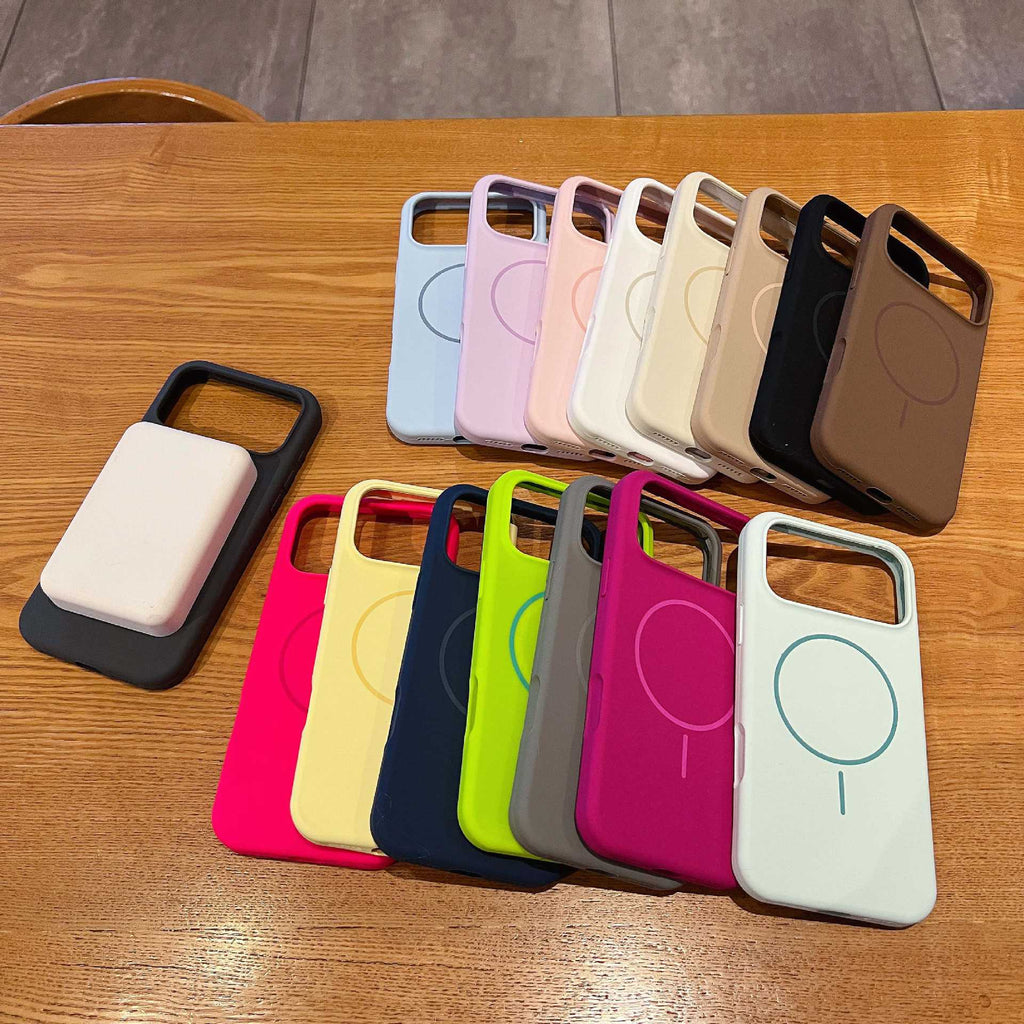 Simple grand trou cercle fin Silicone boîtier de téléphone magnétique