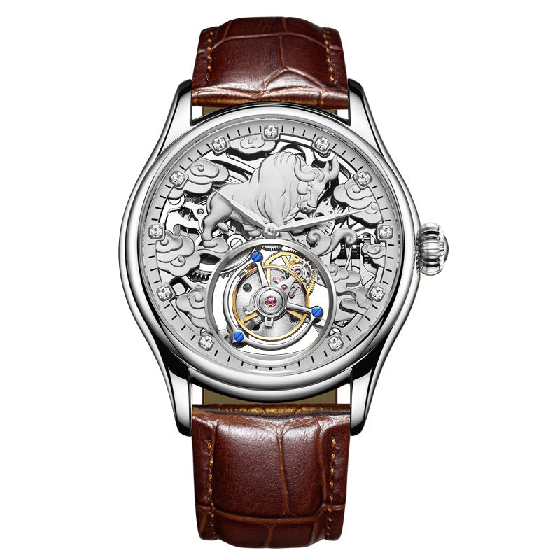 Montre mécanique en verre gemme double face