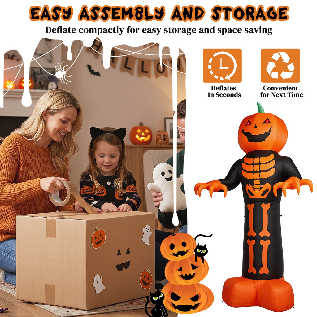 12ft Décor gonflable d'Halloween avec côtes de squelette