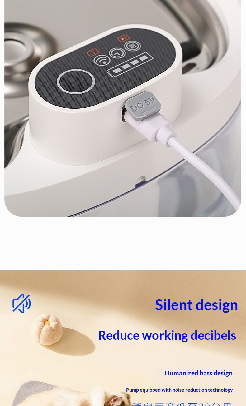 Fontaine d'eau pour animaux de compagnie filtrée par circulation intelligente