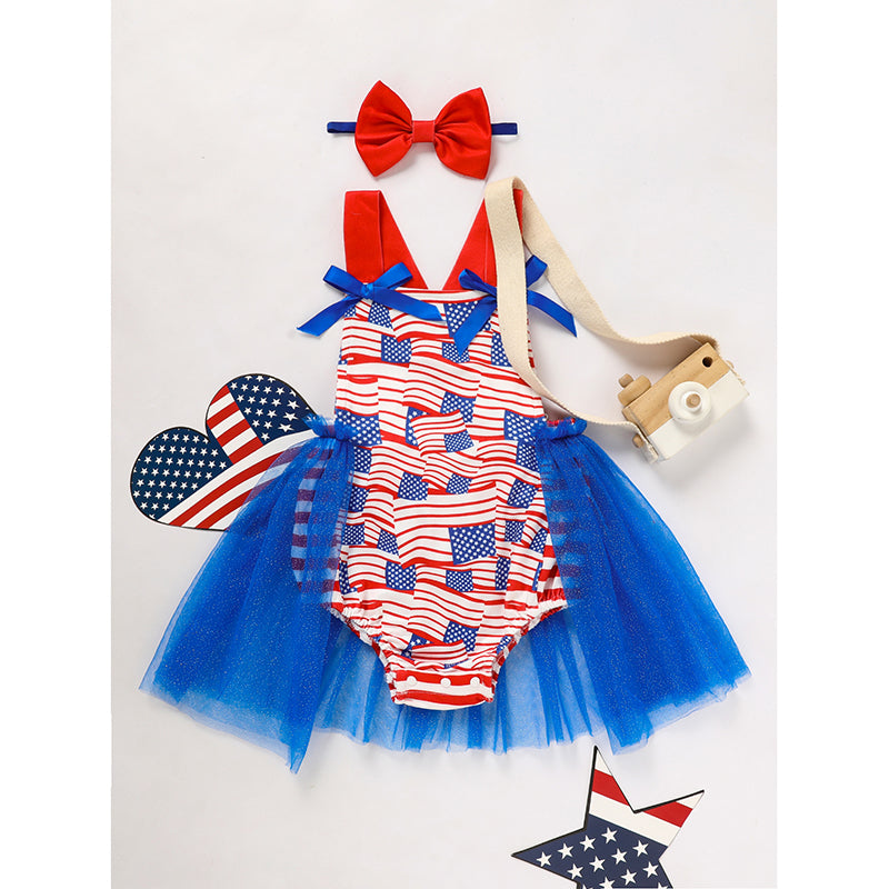 Baby's Independence Day Style Flag Pattern Triangle Bodysuit