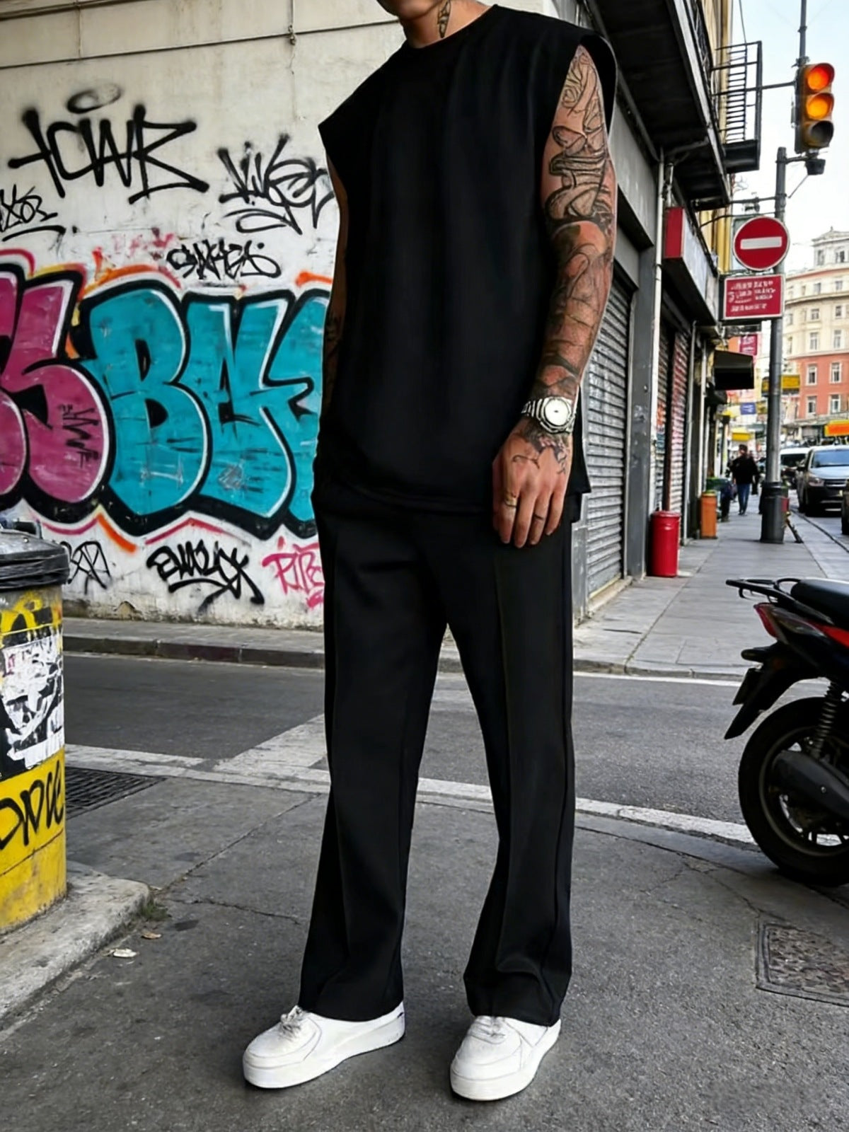 Ensemble de cous d'équipage sans manches pour hommes occasionnels