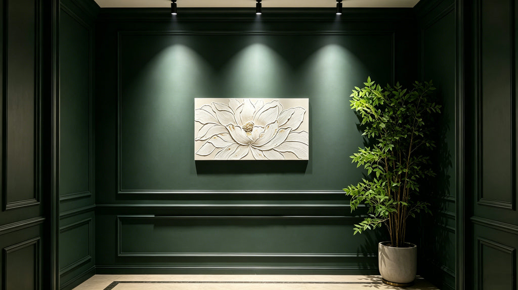 24x48 blanc lotus fleur toile d'art mural