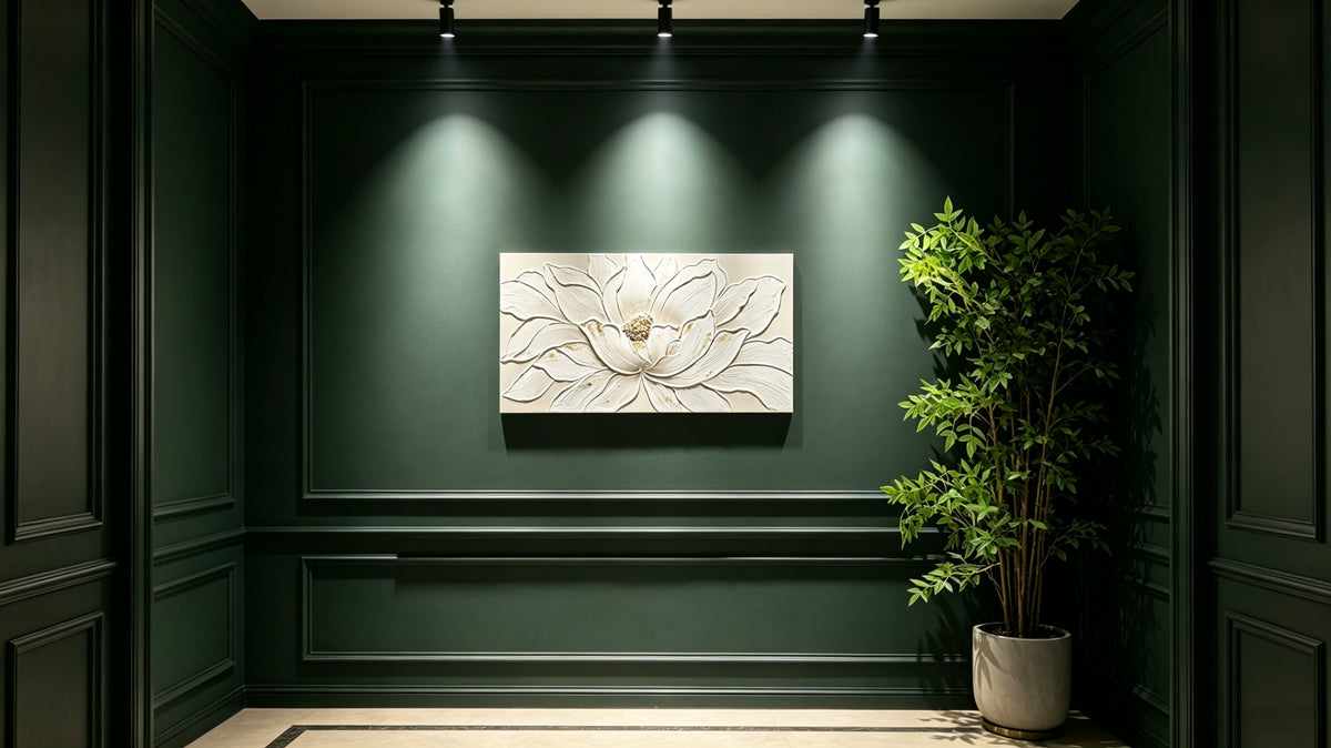 24x48 blanc lotus fleur toile d'art mural