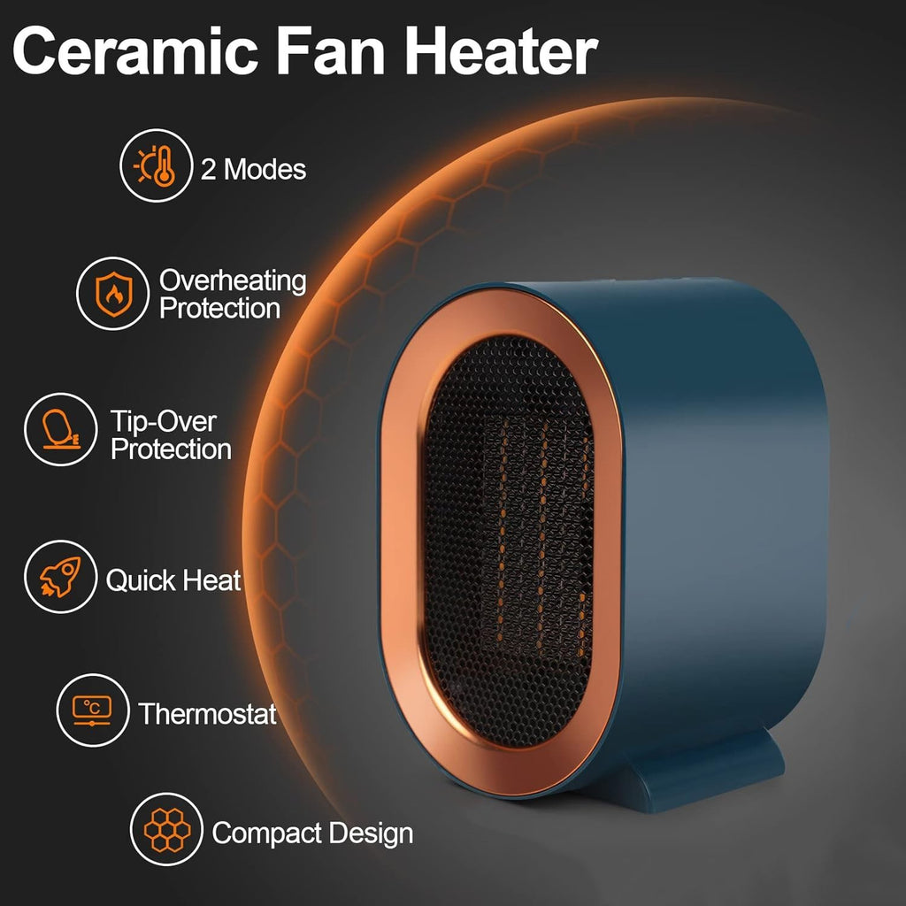 1200W Chauffe-espace électrique Céramique basse énergie Ventilateur de chauffage rapide Télécommande portable