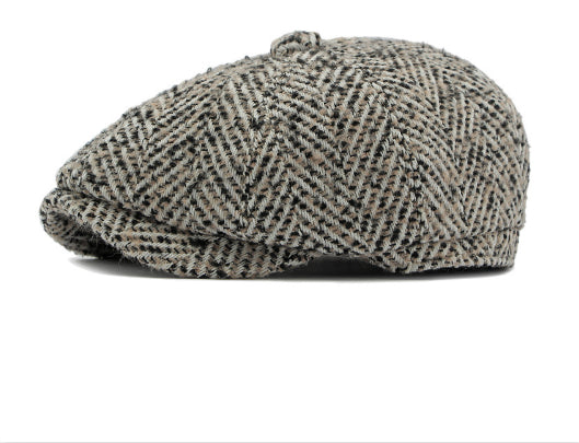 Hat Knitted Peaked British Retro Newsboy Cap