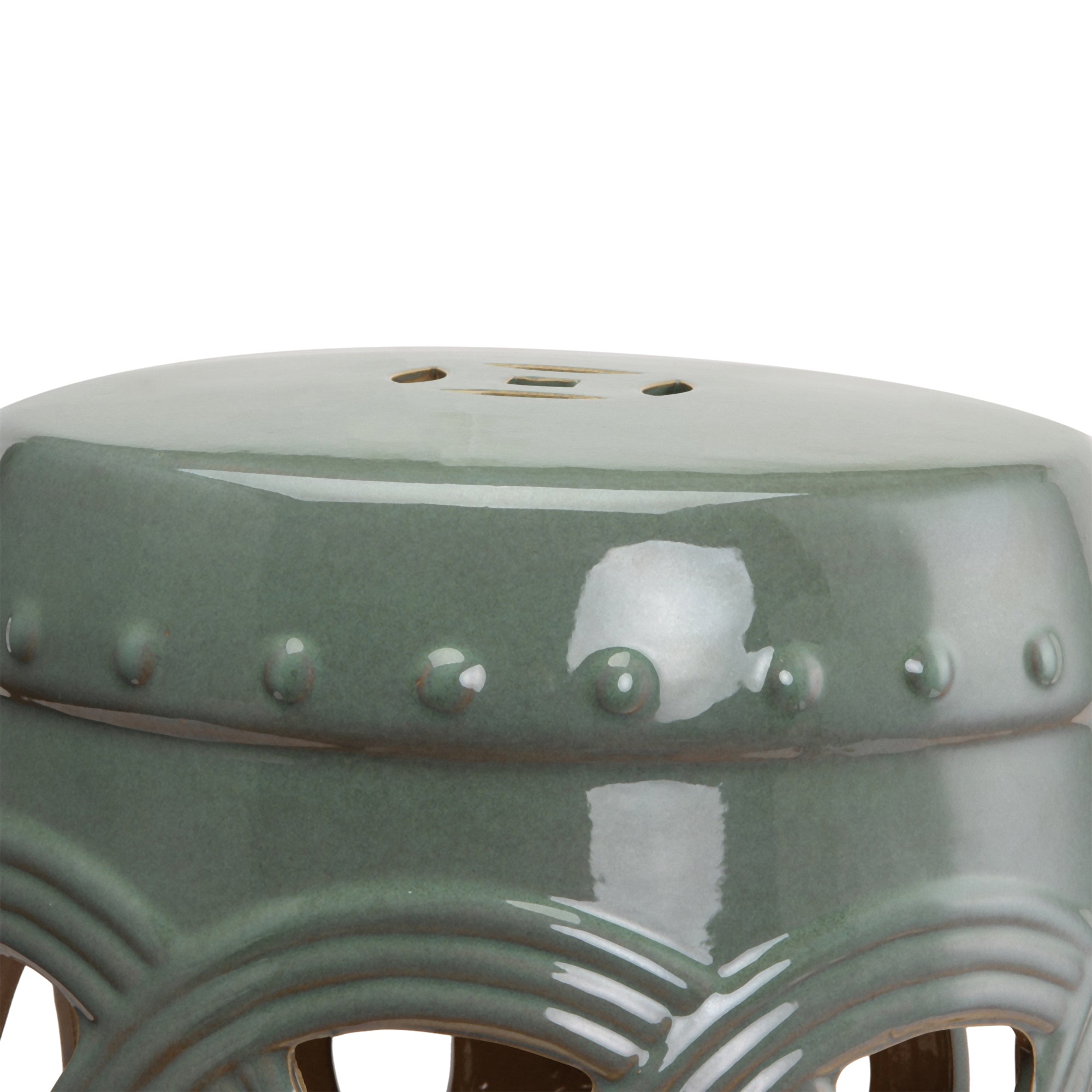Tabouret de jardin en céramique de 14" x 17" avec une bague à double pièce