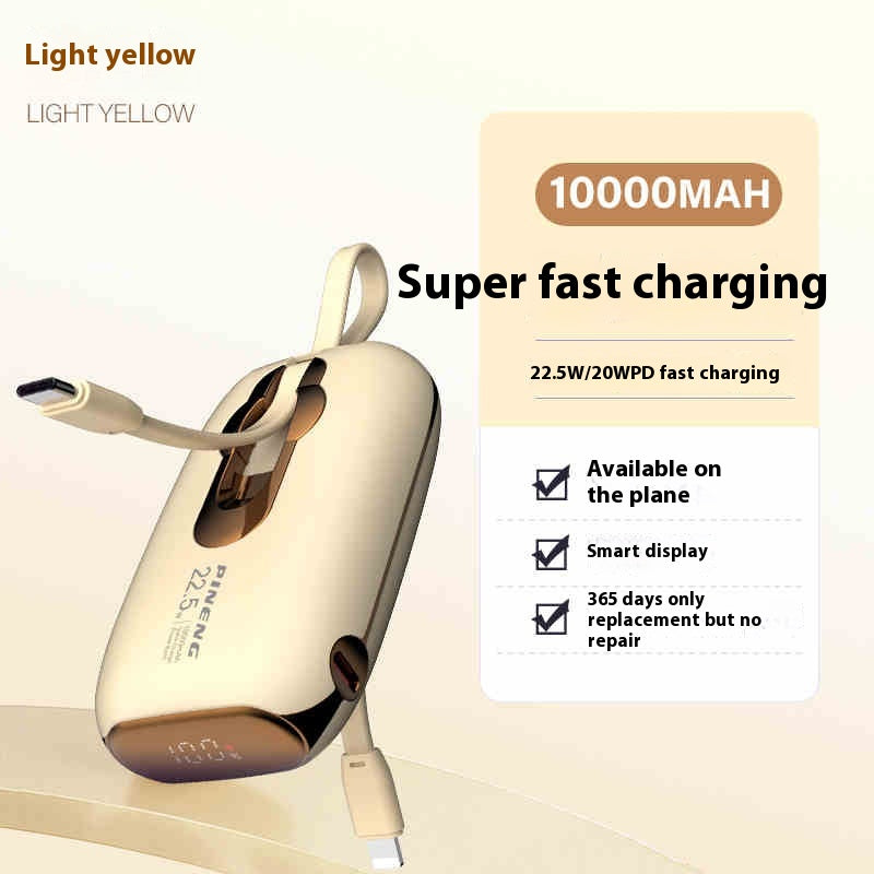 Charge rapide Grande capacité 22,5W Power Bank avec câble