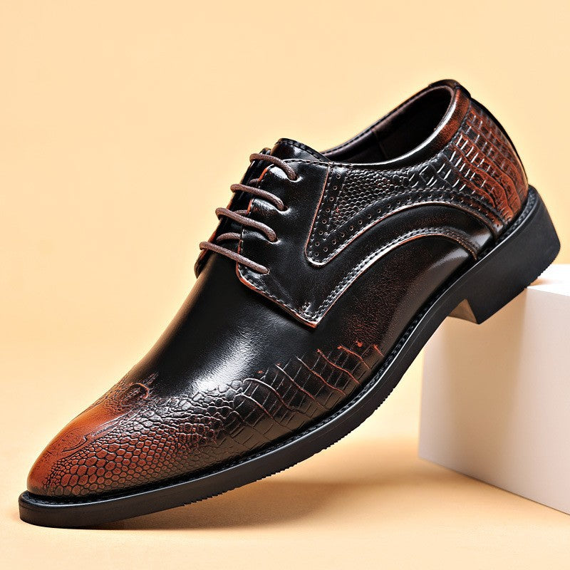 Men's Casual British Style Pointed-Toe Leather Shoes Plus Size