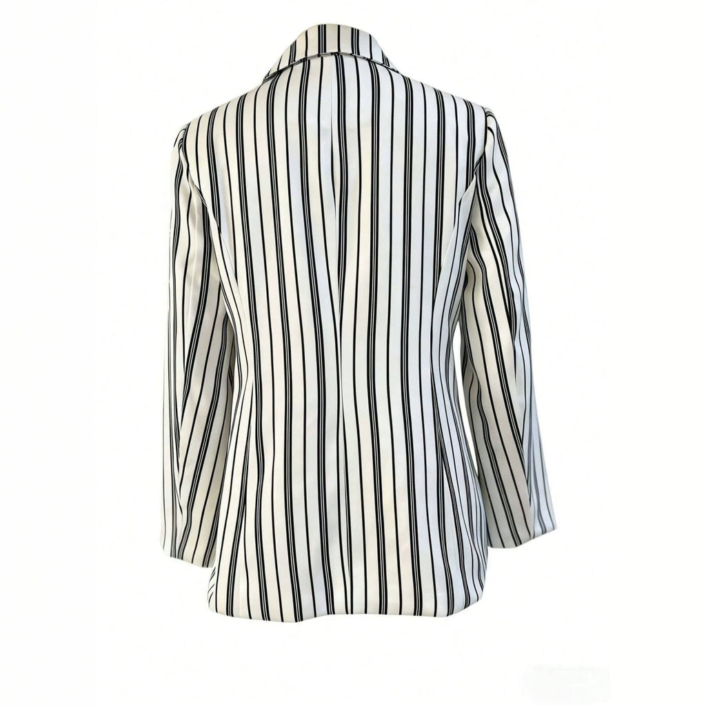 Femmes Blazer à manches longues rayé noir et blanc