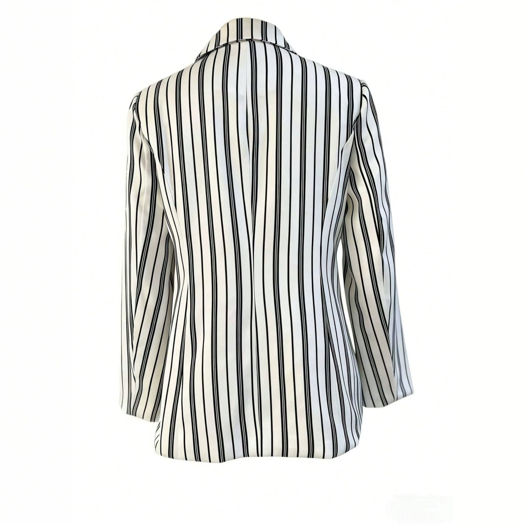 Femmes Blazer à manches longues rayé noir et blanc