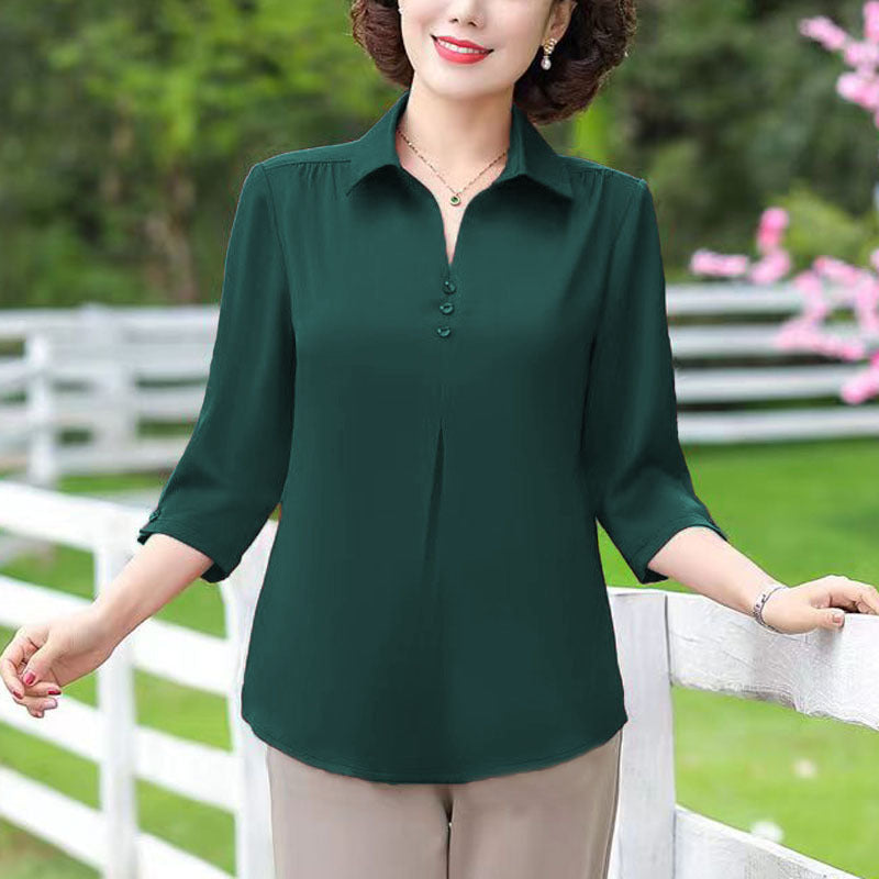 Été Blouse pour femmes de couleur solide Top