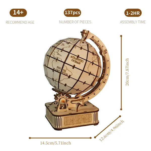 Puzzle Globe en bois 3D. Kits modèles Bricolage Cadeaux de Noël faits à la main
