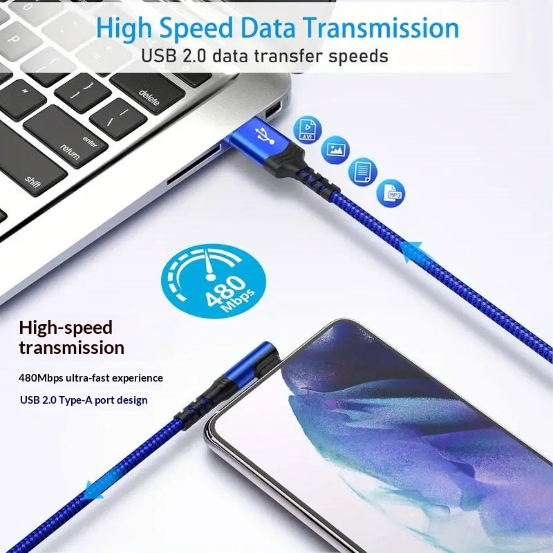 Câble de recharge du téléphone à tête de bent étendu