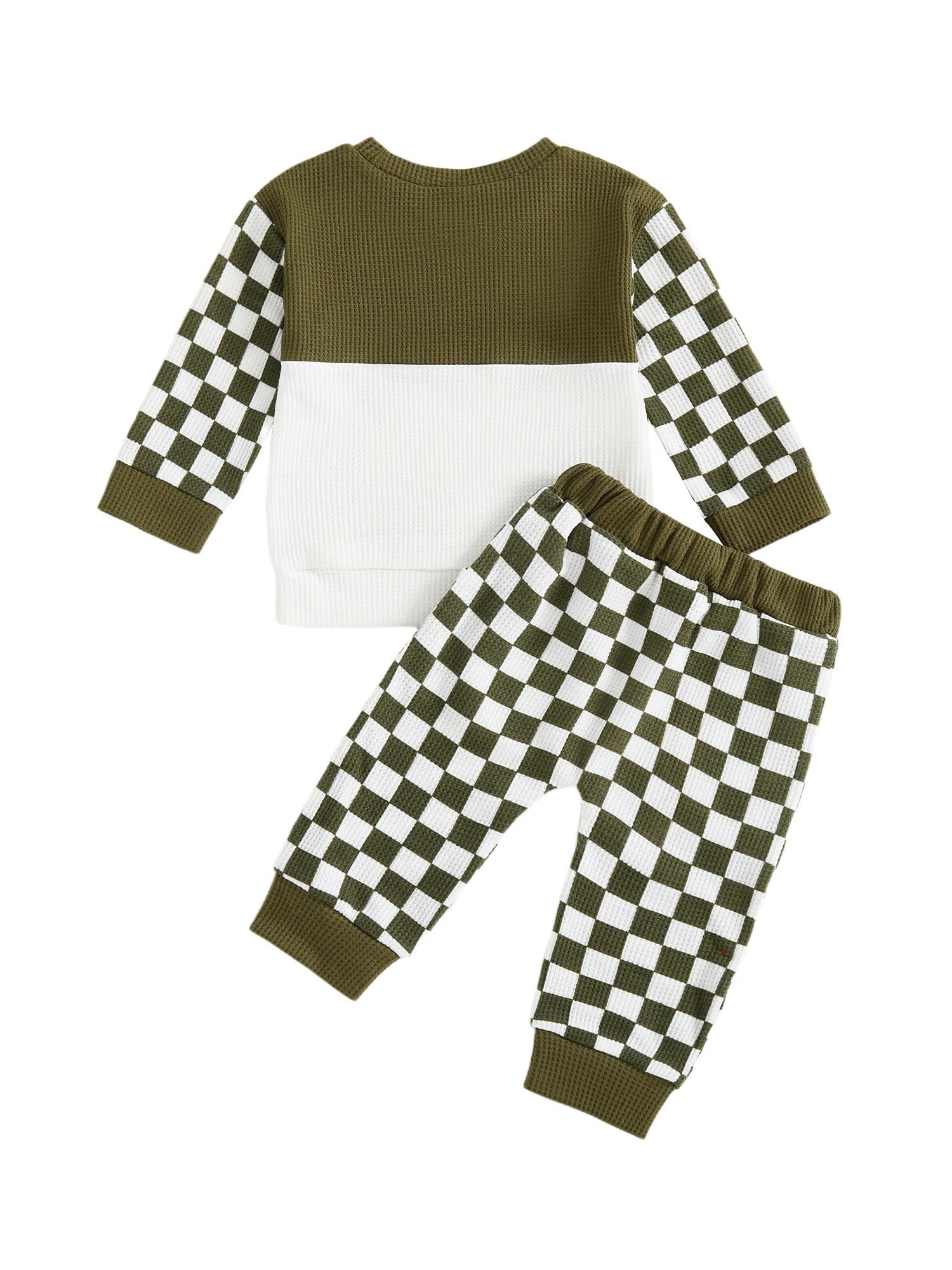 Garçons Jeu de pantalons à manches longues en tissu de couleur de waffle-weave