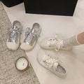 Les femmes Split orteil sans dos Mule Sneakers Polka Dot Ribbon Bow Dentelle Faux Cuir Bas haut
