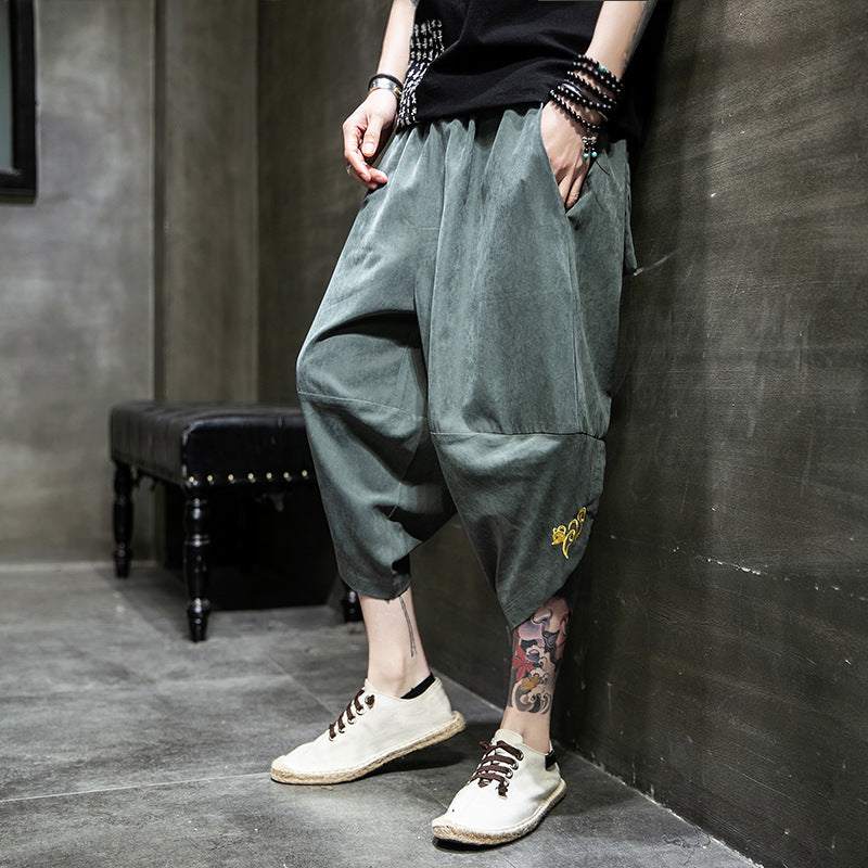 Pantalon casual en soie de glace Pantalon Harem