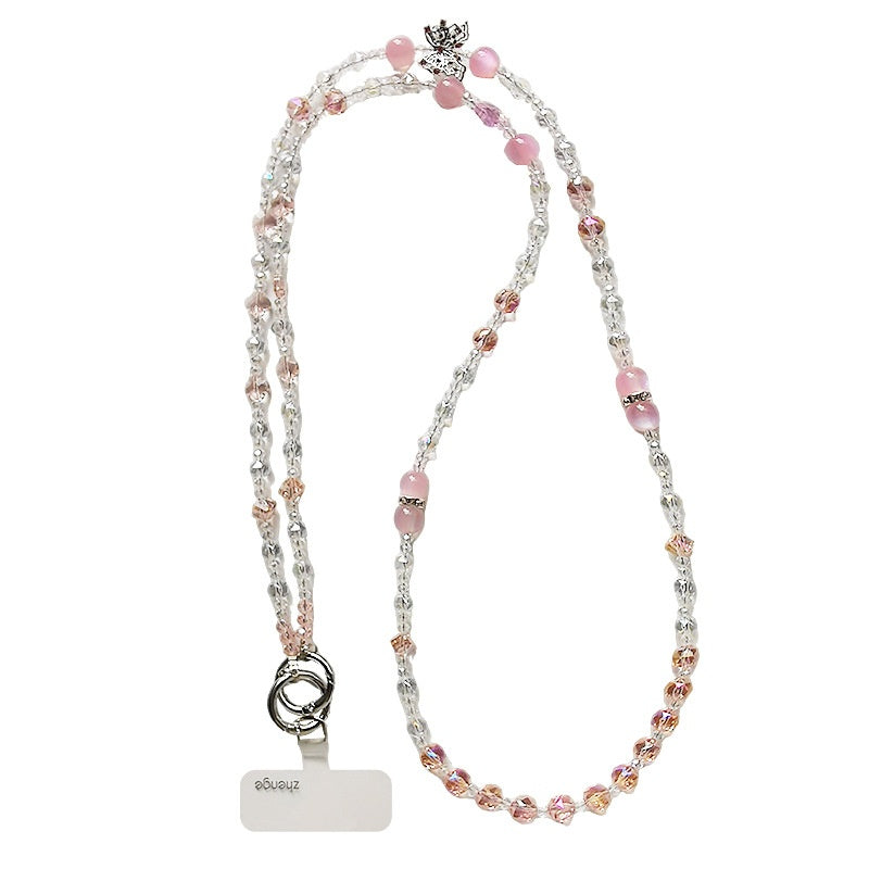 Modeable Tout-Match Voyage chaîne transversale cristal Papillon Perle Téléphone Lanyard