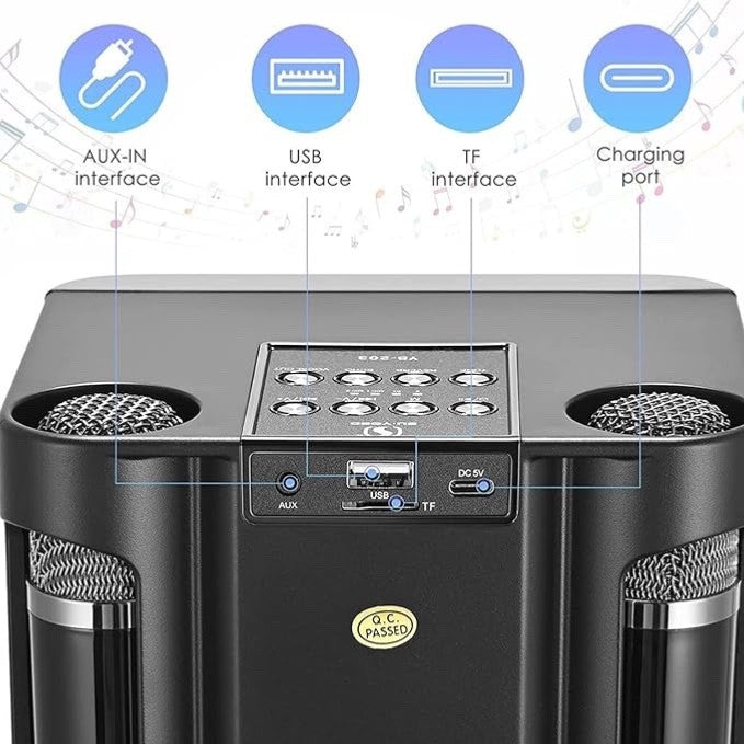 Machine de Karaoké Bluetooth portable avec 2 micros sans fil 3000mAh
