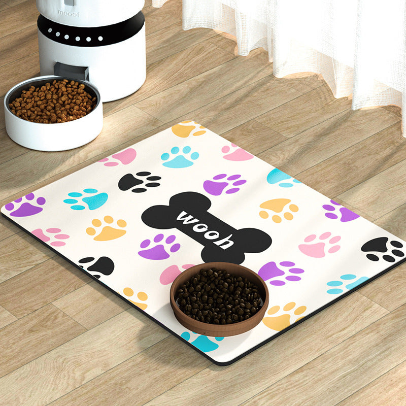 Chiens et chats Manger Mat Anti-overflow Waterproof Facile à nettoyer Animaux de compagnie Aspirant de l'eau Quick-