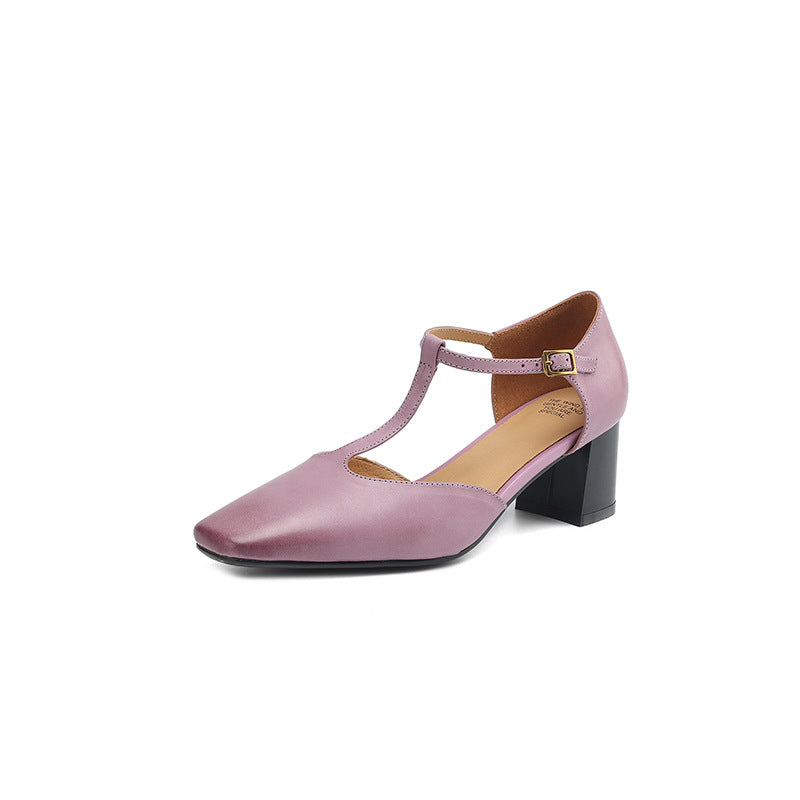 Sandales de mode Summer Square-toe Chunky-heel