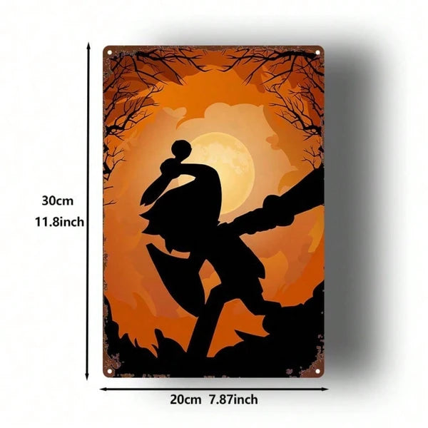 CIFbuy Halloween Lien Silhouette métal panneau 8x12 pouce
